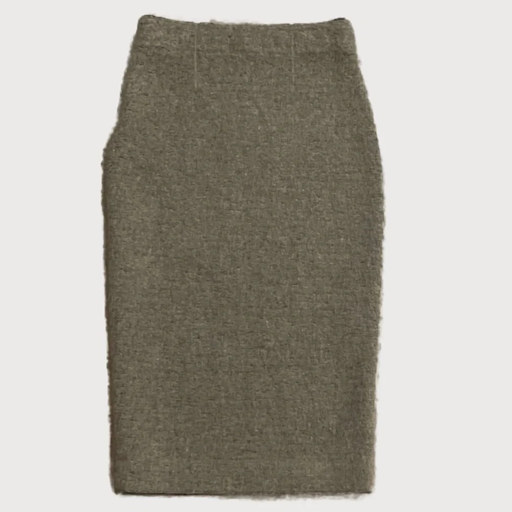 Zara Knit Mohair Blend Pencil Skirt Womens S Taupe Brown Fuzzy Midi 0367/803/736 - Picture 3 of 10
